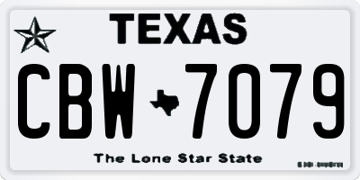 TX license plate CBW7079