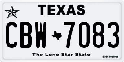 TX license plate CBW7083
