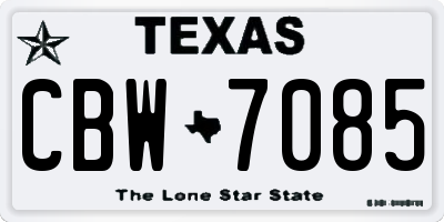 TX license plate CBW7085