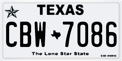 TX license plate CBW7086