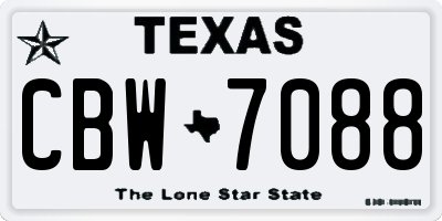 TX license plate CBW7088