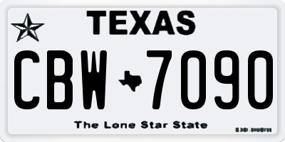 TX license plate CBW7090