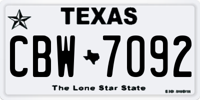 TX license plate CBW7092