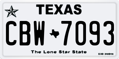TX license plate CBW7093