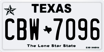 TX license plate CBW7096