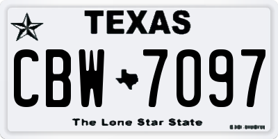 TX license plate CBW7097