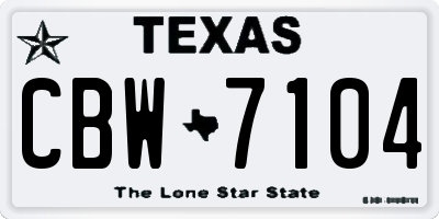 TX license plate CBW7104