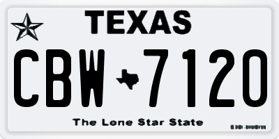 TX license plate CBW7120