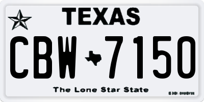 TX license plate CBW7150