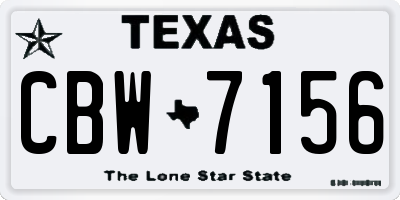 TX license plate CBW7156