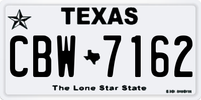 TX license plate CBW7162