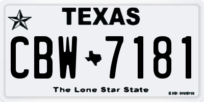 TX license plate CBW7181