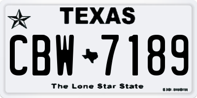 TX license plate CBW7189