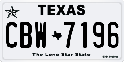 TX license plate CBW7196