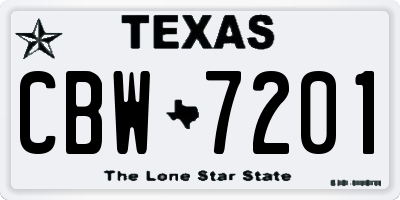 TX license plate CBW7201