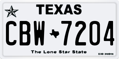 TX license plate CBW7204