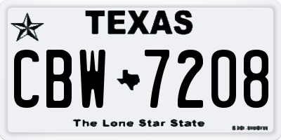 TX license plate CBW7208