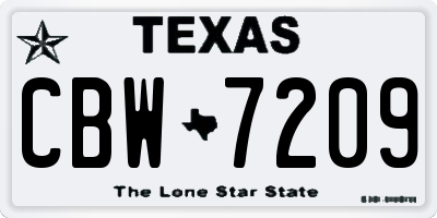 TX license plate CBW7209