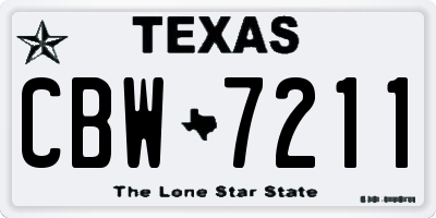 TX license plate CBW7211