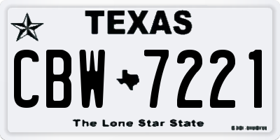 TX license plate CBW7221