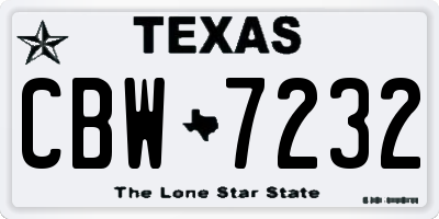 TX license plate CBW7232