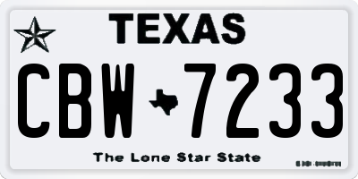 TX license plate CBW7233