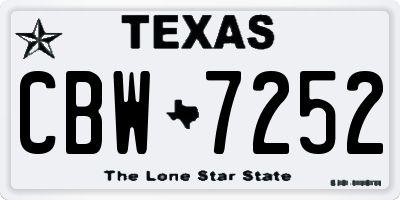 TX license plate CBW7252