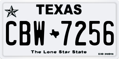 TX license plate CBW7256