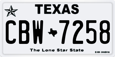 TX license plate CBW7258