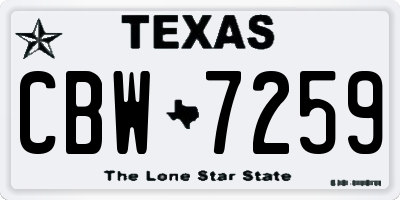 TX license plate CBW7259