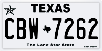 TX license plate CBW7262