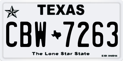 TX license plate CBW7263