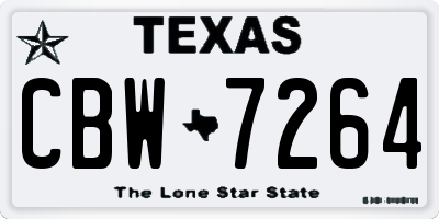 TX license plate CBW7264