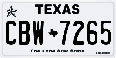TX license plate CBW7265