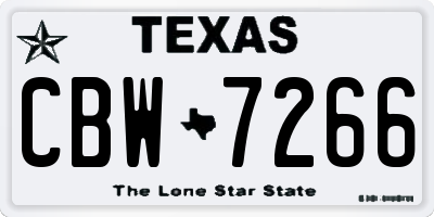 TX license plate CBW7266