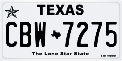 TX license plate CBW7275
