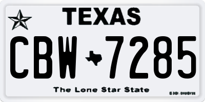 TX license plate CBW7285