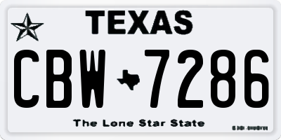 TX license plate CBW7286