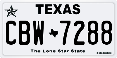 TX license plate CBW7288