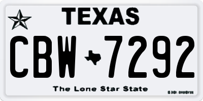 TX license plate CBW7292