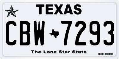 TX license plate CBW7293