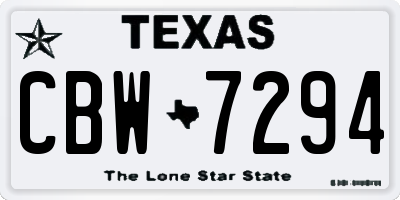 TX license plate CBW7294