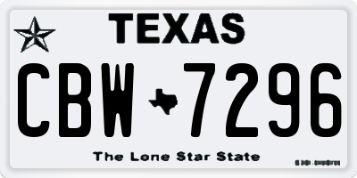 TX license plate CBW7296