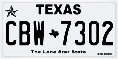 TX license plate CBW7302
