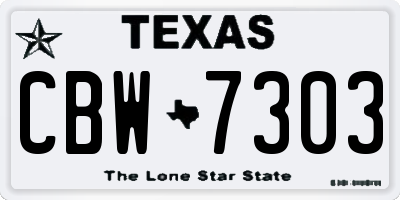 TX license plate CBW7303