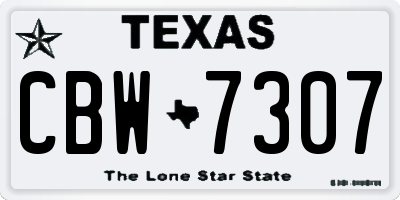 TX license plate CBW7307