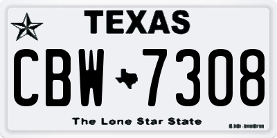 TX license plate CBW7308