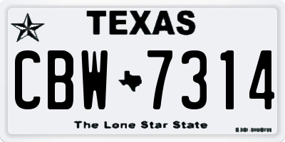 TX license plate CBW7314