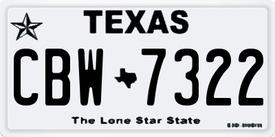 TX license plate CBW7322