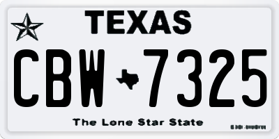 TX license plate CBW7325